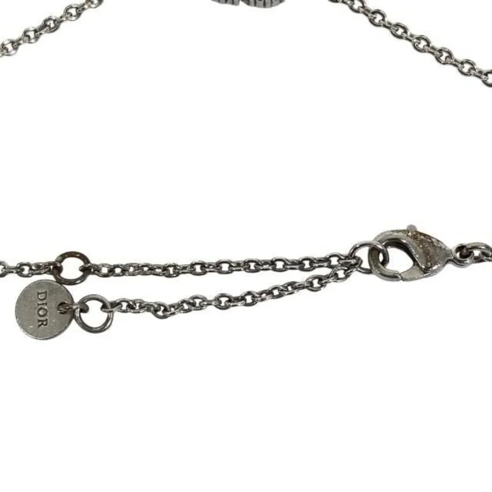 Christian Dior Bracelet Bangle Clair D LUNE CD Logo Metal Rhinestone Silver - Picture 8 of 8